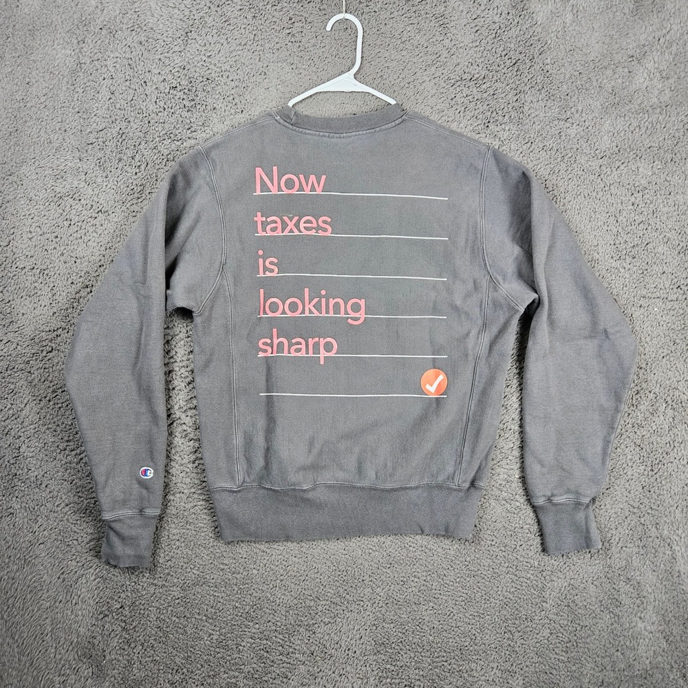 Champion Reverse Weave Mens Small TurboTax Now This Is Taxes Crewneck - Picture 8 of 10
